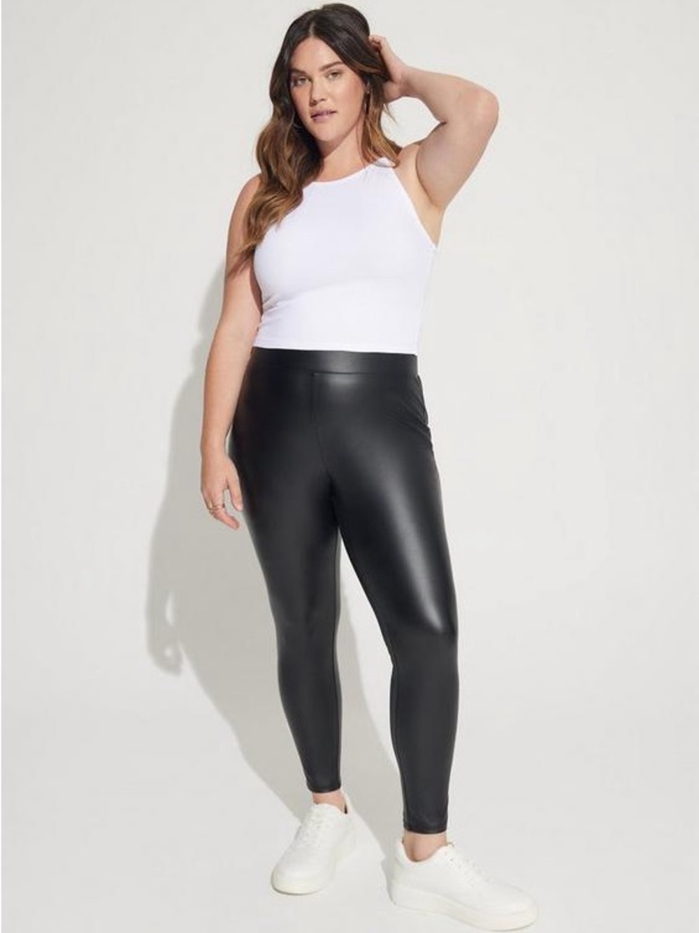 Torrid Black Faux Leather Leggings with Stretch Waistband